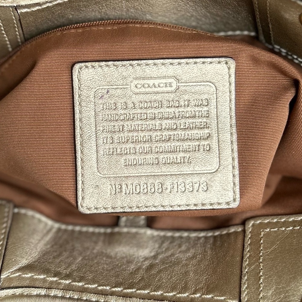 Coach Bleeker Natural Straw Metallic Bronze Floral Embroidered Logo Tote! - Picture 5 of 10